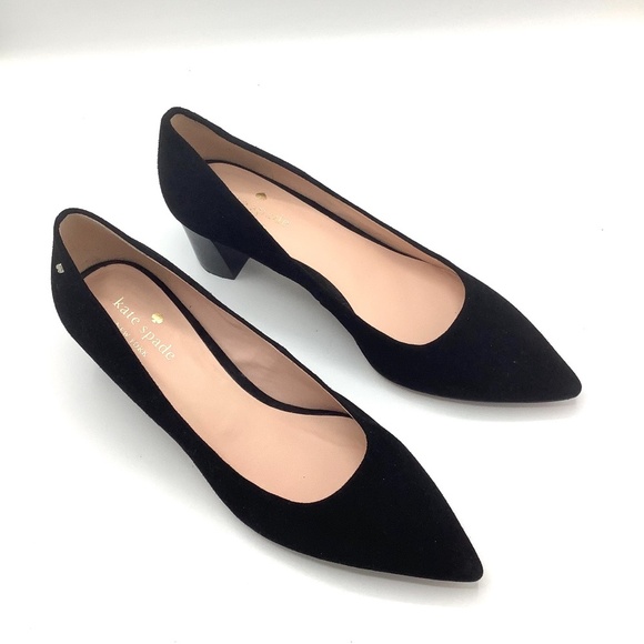 Kate Spade Moulin Pumps Black Suede Leather Heels 9 - Picture 6 of 14